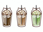 猫カフェの冷たいドリンクのイラスト