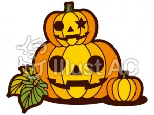 ハロウィン　かぼちゃのオバケのイラスト