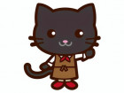 猫カフェ店員（黒猫）のイラスト