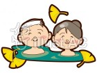 温泉を楽しむ老夫婦（祖父母）のイラスト2