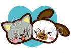 犬と猫　仲良しのイラスト（ブルーのハート）