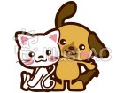 犬と猫　仲良しのイラスト