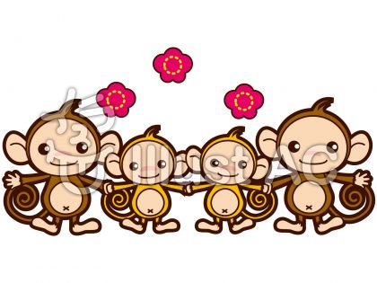 お猿の家族のイラスト