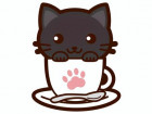 猫カップ（黒猫）のイラスト