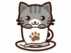 猫カップ（グレーのトラ猫）のイラスト