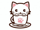 猫カップ（白猫）のイラスト