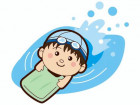 バタ足で泳ぐ男の子のイラスト