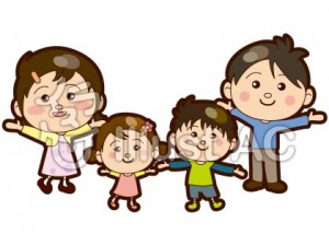 家族4人のイラスト