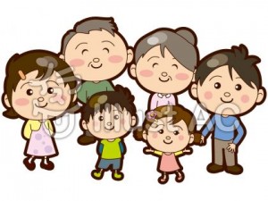 家族のイラスト 三世代