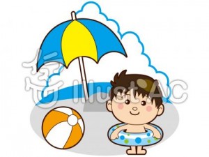 海水浴をする男の子のイラスト