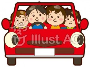 車に乗っている家族のイラスト